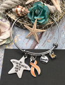 Peach Ribbon Charm Bracelet - You Can't Stop the Waves, But You Can Learn to Surf - Rock Your Cause Jewelry