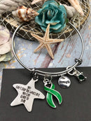 Green Ribbon Charm Bracelet - You Can't Stop The Waves, But You Can Learn How To Surf - Rock Your Cause Jewelry