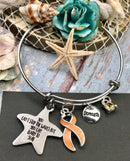Peach Ribbon Charm Bracelet - You Can't Stop the Waves, But You Can Learn to Surf - Rock Your Cause Jewelry