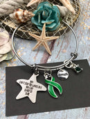 Green Ribbon Charm Bracelet - You Can't Stop The Waves, But You Can Learn How To Surf - Rock Your Cause Jewelry