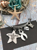 White Ribbon Charm Bracelet - You Can't Stop The Waves / Learn To Surf - Rock Your Cause Jewelry