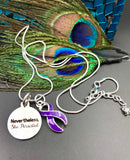 Purple Ribbon Necklace - Nevertheless, She Persisted - Rock Your Cause Jewelry