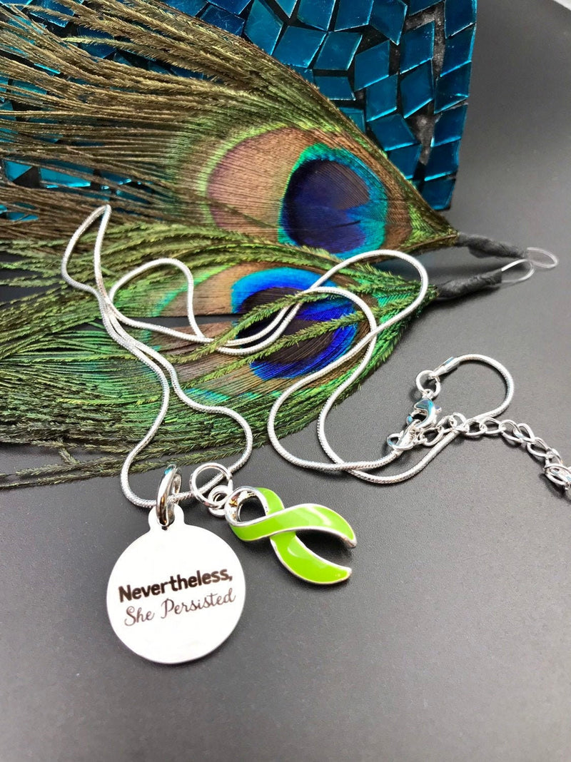 Lime Green Ribbon Necklace - Nevertheless, She Persisted - Rock Your Cause Jewelry