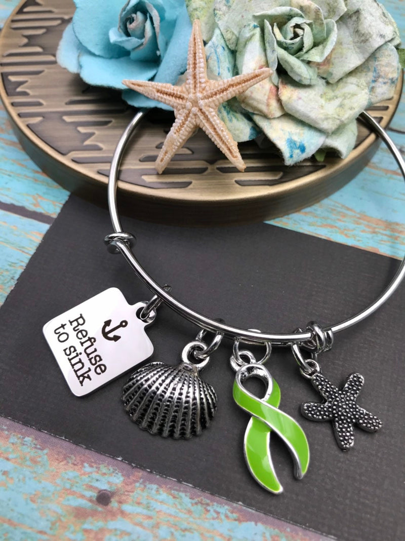 Lime Green Ribbon Necklace or Bracelet - Refuse to Sink - Rock Your Cause Jewelry