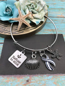 ALS / Blue & White Striped Ribbon Bracelet or Necklace - Refuse to Sink - Rock Your Cause Jewelry