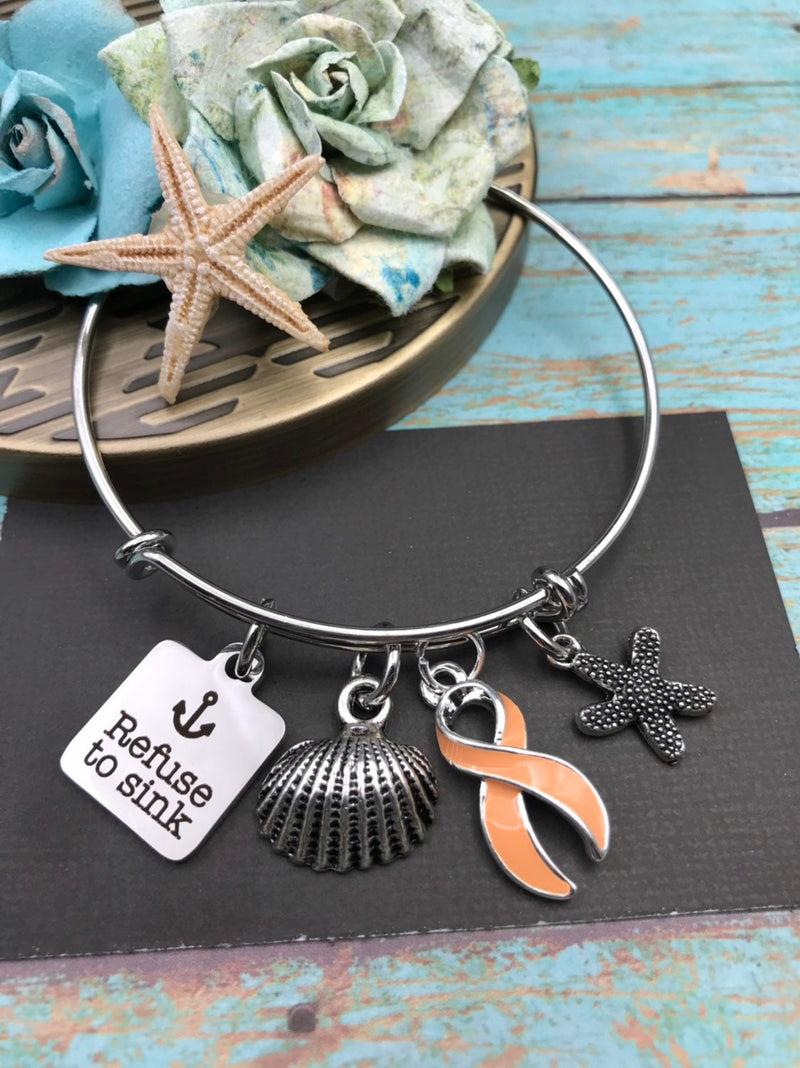 Peach Ribbon Jewelry - Refuse to Sink Necklace or Bracelet - Rock Your Cause Jewelry