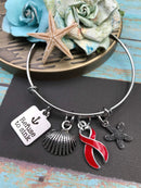 Red Ribbon Charm Bracelet or Necklace - Refuse to Sink - Rock Your Cause Jewelry