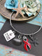 Red Ribbon Charm Bracelet or Necklace - Refuse to Sink - Rock Your Cause Jewelry