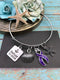 Purple Ribbon Charm Bracelet or Necklace - Refuse To Sink - Rock Your Cause Jewelry