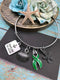 Green Ribbon Charm Bracelet or Necklace - Refuse to Sink - Rock Your Cause Jewelry
