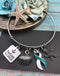 Teal & White Ribbon Jewelry - Refuse to Sink Encouragement Necklace or Bracelet - Rock Your Cause Jewelry