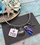 Blue & Purple Ribbon Charm Bracelet or Necklace - Refuse to Sink - Rock Your Cause Jewelry
