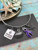 Purple Ribbon Charm Bracelet or Necklace - Refuse To Sink - Rock Your Cause Jewelry