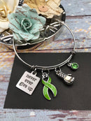 Lime Green Ribbon Never Ever Give Up Charm Bracelet - Rock Your Cause Jewelry