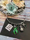 Green Ribbon Charm Bracelet - Never Ever Give Up Bracelet - Rock Your Cause Jewelry