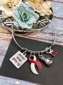 Red & White Ribbon - Never Ever Give Up Charm Bracelet - Rock Your Cause Jewelry