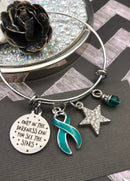 Teal Ribbon Charm Bracelet - Only In Darkness Can You See Stars - Rock Your Cause Jewelry