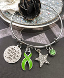 Lime Green Ribbon Bracelet - Only in Darkness Can You See The Stars - Rock Your Cause Jewelry