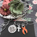 Orange Ribbon Necklace - I Will Hold You When Your Stength Fails - Rock Your Cause Jewelry