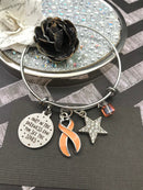Peach Ribbon Bracelet - Only in Darkness Can You See the Stars Charm Bracelet - Rock Your Cause Jewelry