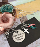 Pink & Teal (Previvor) Ribbon Necklace - With God All Things Are Possible - Rock Your Cause Jewelry