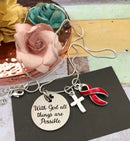 Red Ribbon Charm Necklace - With God All Things are Possible - Rock Your Cause Jewelry