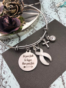 White Ribbon Bracelet - Let Your Faith Be Bigger Than Your Fear - Rock Your Cause Jewelry