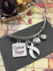 White Ribbon Cancer Slayer Charm Bracelet - Lung Cancer Survivor - Rock Your Cause Jewelry