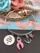 Pink Ribbon Charm Bracelet - Hope Anchors the Soul - Rock Your Cause Jewelry