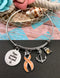 Peach Ribbon Charm Bracelet - Hope Anchors the Soul - Rock Your Cause Jewelry