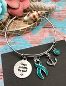 Teal Ribbon Charm Bracelet - Hope Anchors the Soul - Rock Your Cause Jewelry