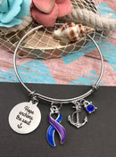 Blue & Purple Ribbon - Hope Anchors the Soul / Anchor Charm Bracelet - Rock Your Cause Jewelry