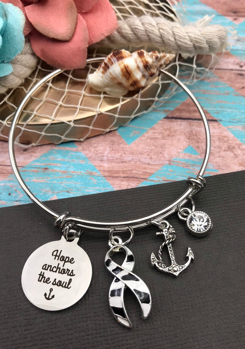 Zebra Ribbon Bracelet - Hope Anchors the Soul - Rock Your Cause Jewelry