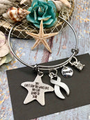 White Ribbon Charm Bracelet - You Can't Stop The Waves / Learn To Surf - Rock Your Cause Jewelry