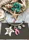 Pink Ribbon Charm Bracelet - You Can't Stop the Waves, But You Can Learn to Surf - Rock Your Cause Jewelry
