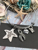 Gray (Grey) Ribbon Bracelet - You Can't Stop the Waves, But Your Can Learn to Surf - Rock Your Cause Jewelry