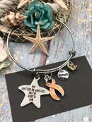 Peach Ribbon Charm Bracelet - You Can't Stop the Waves, But You Can Learn to Surf - Rock Your Cause Jewelry