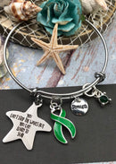 Green Ribbon Charm Bracelet - You Can't Stop The Waves, But You Can Learn How To Surf - Rock Your Cause Jewelry