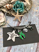 Green Ribbon Charm Bracelet - You Can't Stop The Waves, But You Can Learn How To Surf - Rock Your Cause Jewelry