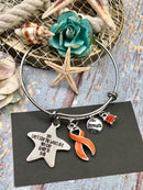 Orange Ribbon Bracelet - You Can't Stop the Waves, But You Can Learn Surf - Rock Your Cause Jewelry