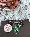 Green Ribbon Charm Bracelet - Let Your Faith Be Bigger than Your Fear - Rock Your Cause Jewelry