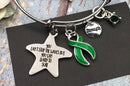 Green Ribbon Charm Bracelet - You Can't Stop The Waves, But You Can Learn How To Surf - Rock Your Cause Jewelry