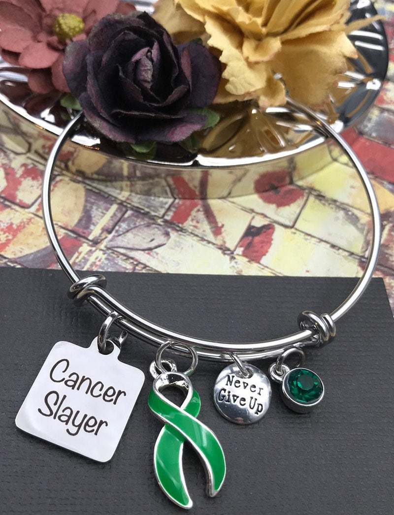 Green Ribbon Cancer Slayer Charm Bracelet - Rock Your Cause Jewelry