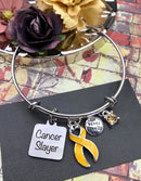 Gold Ribbon Cancer Slayer Charm Bracelet - Rock Your Cause Jewelry