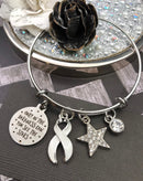White Ribbon Bracelet - Only in Darkness Can You See Stars - Rock Your Cause Jewelry