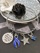 Periwinkle Ribbon Charm Bracelet - Only in Darkness can you See Stars - Rock Your Cause Jewelry