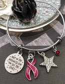 Burgundy Ribbon Bracelet - Only in Darkness Can You See Stars - Rock Your Cause Jewelry