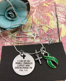 Green Ribbon Necklace - I Can Do All Through Christ Who Strengthens Me - Rock Your Cause Jewelry