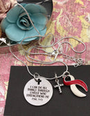 Red & White Ribbon Necklace - I Can Do All Things Through Christ Who Strengthens Me - Rock Your Cause Jewelry