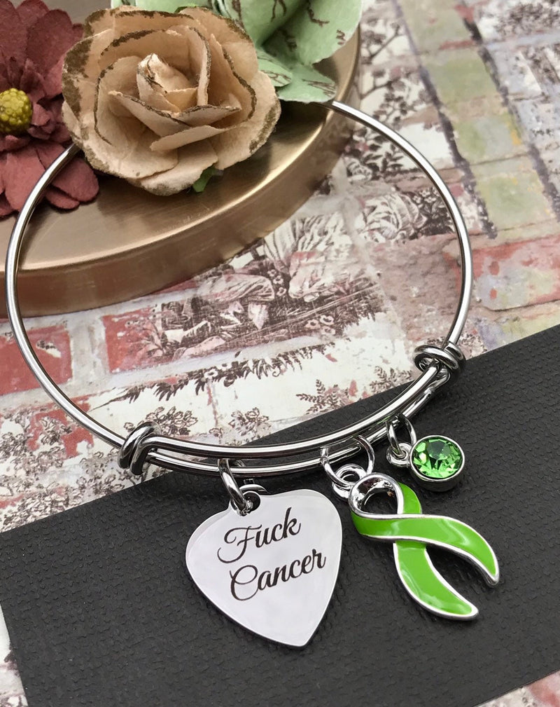 Lime Green Ribbon Fu** Cancer Bracelet - Rock Your Cause Jewelry